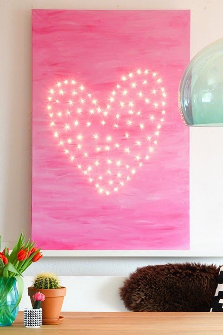 Heart of lights on a canvas