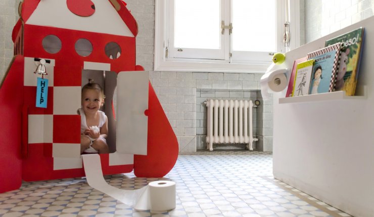 A rocket on the toilet for kids