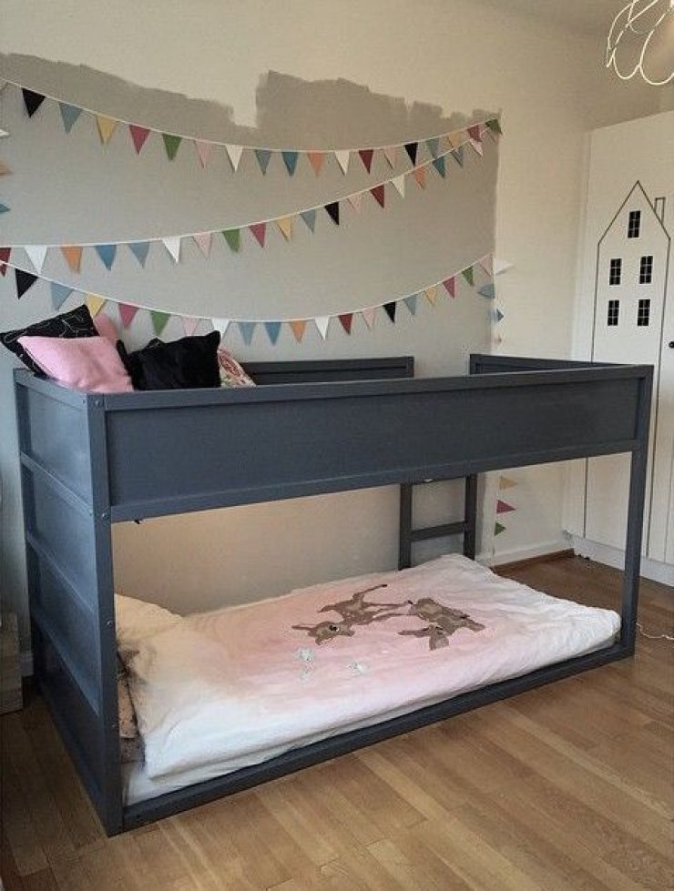 Ikea Kura bed painted in grey