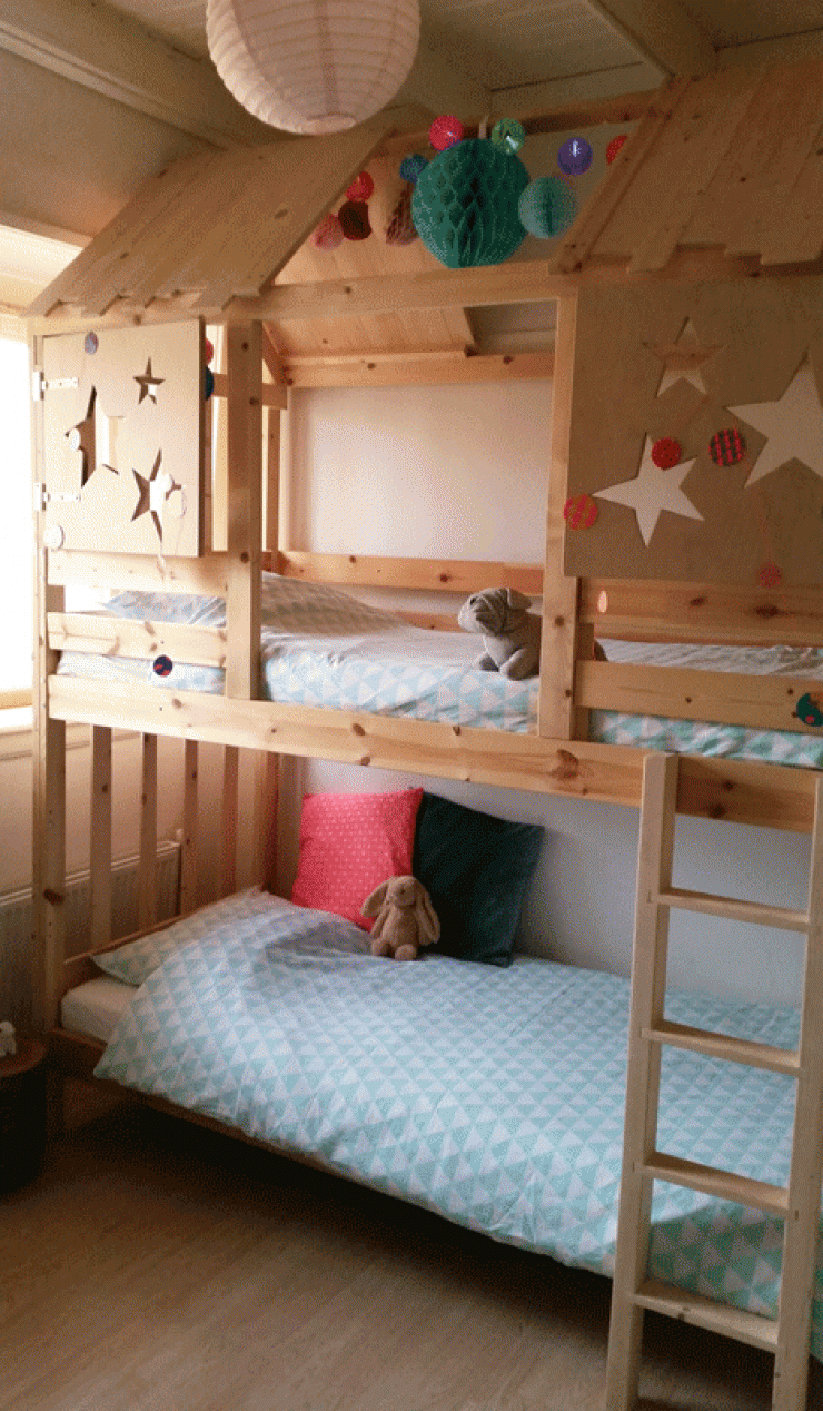 Ikea Mydal bunkbed hacked into a treehouse