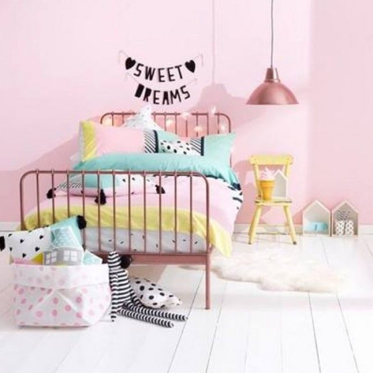pink wall in a girls room