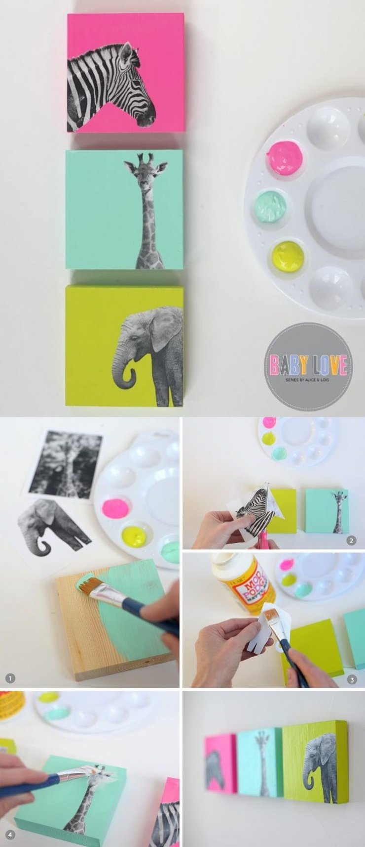 DIY wood block art for the nursery