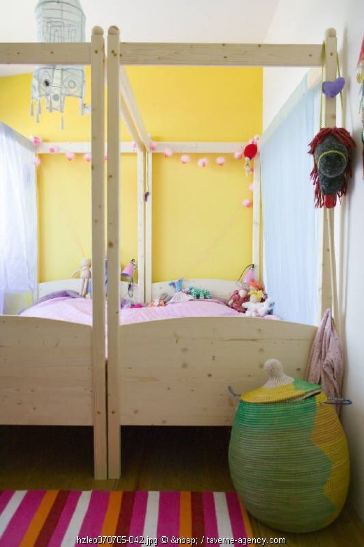yellow wall in a girls room