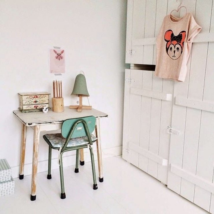 vintage desk and mint chair