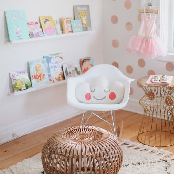 pink reading nook