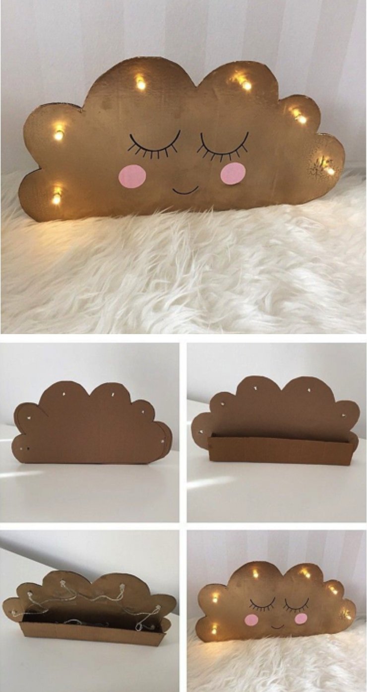 DIY cardboard cloud with lights