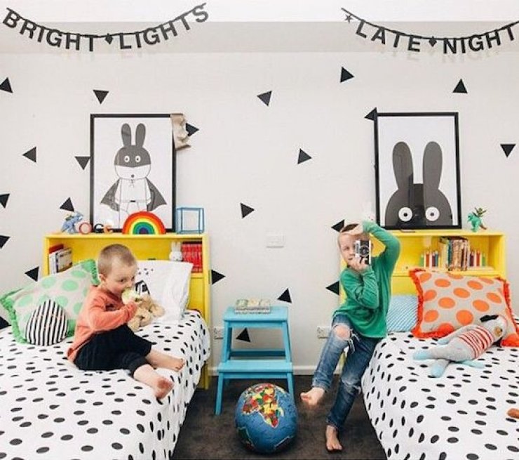 shared boys' room yellow