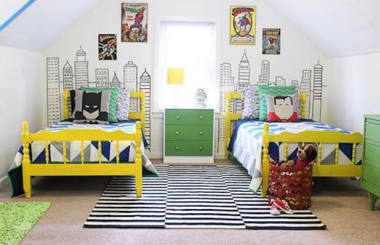 shared boys' room superhero