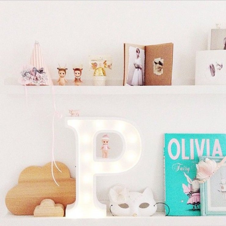 P marquee sign in kids room