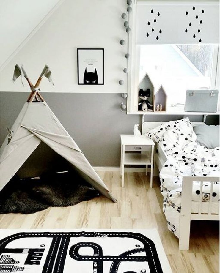 gray kids bedroom