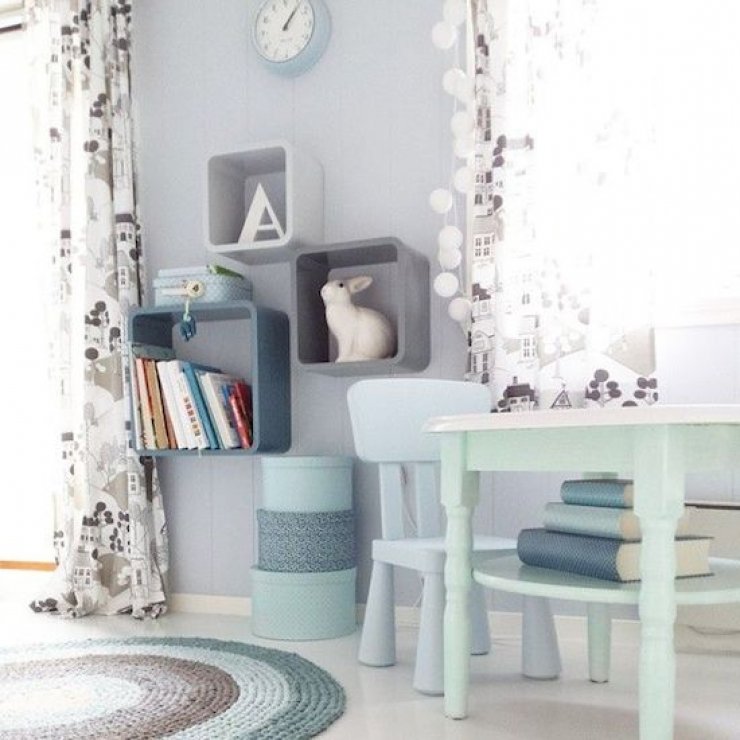 blue reading corner for kids