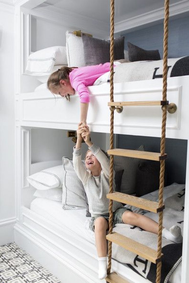 bunk bed with a rope ladder