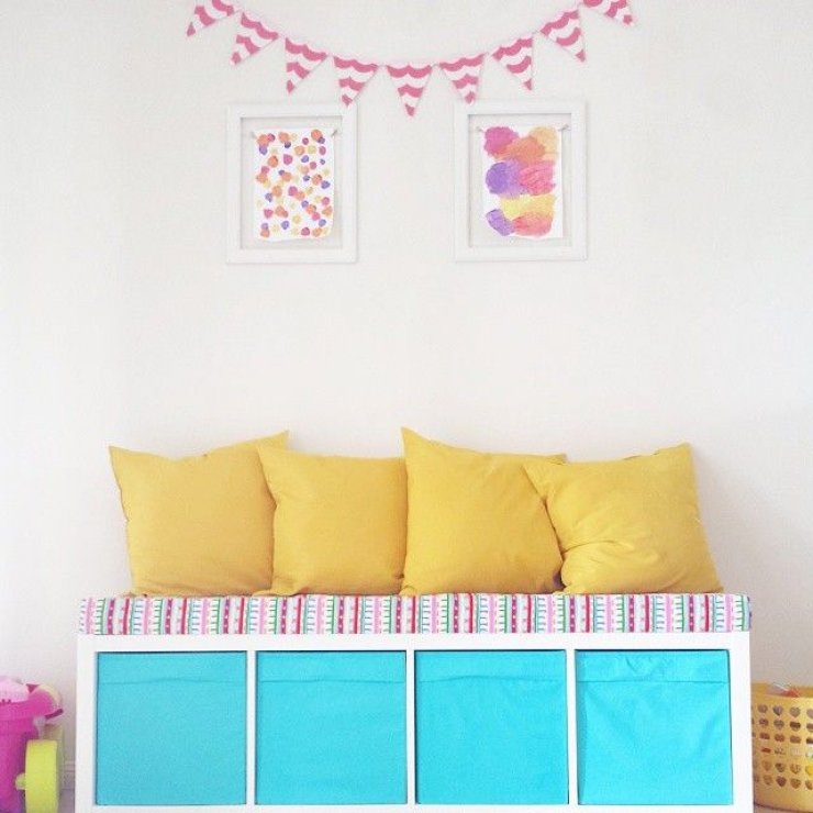 Ikea Kallax bookshelf hacked into a bench